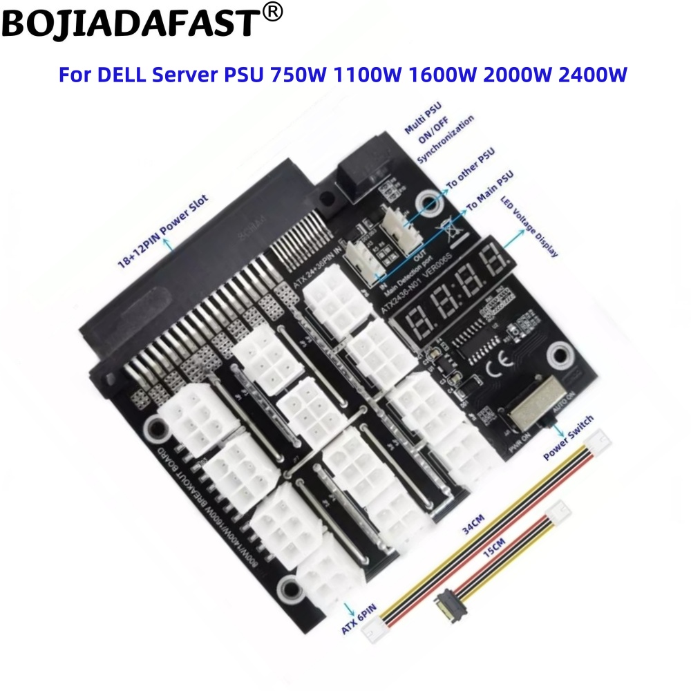 2400W Server Psu Breakout Board - 12 Ports PCI-E 6Pin Connector Server