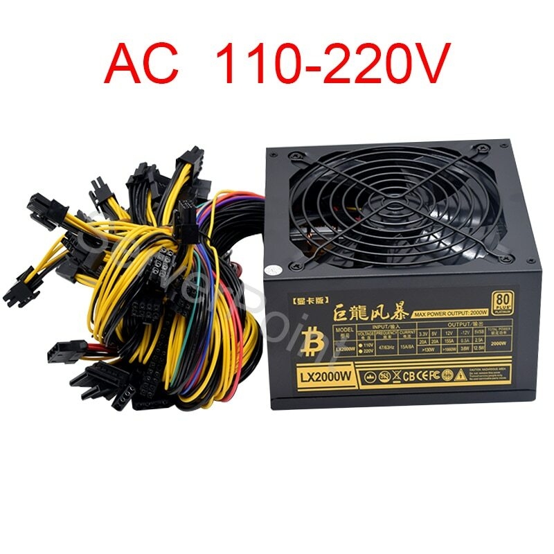2000W Atx Mining Power Supply - For AC110-220v ATX Pc 2000W Power