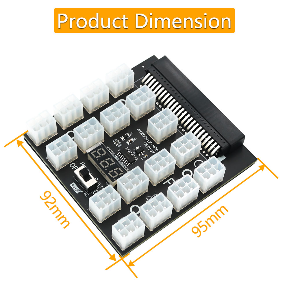 PCI-E 12V 50Pin to ATX 17 x 6P - огляд і ціна 2400W Server Psu Breakout Board