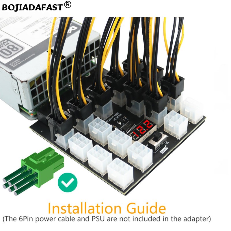 17 Ports PCIe 6Pin Connector S - огляд і ціна 2400W Server Psu Breakout Board